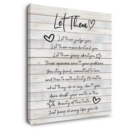 Ryeolo Let Them Inspirational Wall Art Framed, Mental Health Wall Decor, Motivational Positive Affirmations Canvas Wall Art Prints for Home Bedroom Living Room Office, 16x24 Inches