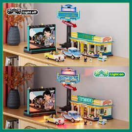 Lumibricks City Drive-in Theater Lighting-Building-Bricks-Set - Road Trip Night Glow Car Cinema Modular Collection LED Light Building Set 1760 Pcs for Adults, Teen and Travelling Enthusiasts