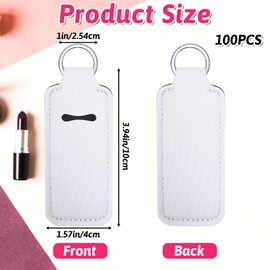 100 Pcs Sublimation Lipstick Holder Keychain Bulk bulk neoprene lip balm holder keychain blank lipstick neoprene clip-on sleeve travel key ring holders for Women DIY Key Ring Travel Supplies