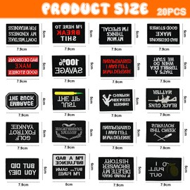 HEKOBAG Pack of 20 Morale Patches Tactical Morale Patch Velcro Patch Military Tactical Patches Velcro Patches for Hats Bags Backpacks Caps Clothing Vests Military Uniforms