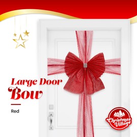 Christmas Village Beautiful Large Christmas Door Window Bow Decoration - Xmas Baby Shower Wedding Celebration – Festive Season (Red)