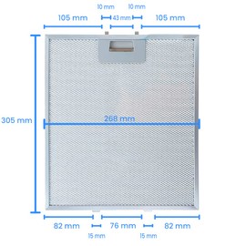 Pack of 2 Metal Filters for Kitchen Extractor Hood KE0001781 Compatible with Fagor, Edesa, Aspes, Balay Hoods | 12" x 10.5" | Silver Colour