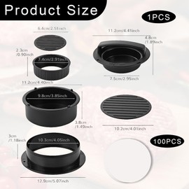 Burger Press with 100 Sheets of Burger Paper, Burger Pattie Press, 4-in-1 Set, Hamburger Press, Patty Press, Burger Patty Press, Patties Press for Delicious Hamburgers, Patties