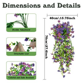 Artificial Flowers for Outdoors, 2 Pcs Outdoor Faux Plants Daisy with Eucalyptus Leaves Summer Decor, UV Resistant Fake Tall Flowers Hanging Planters for Front Porch Patio Yard Door Garden Home Decor
