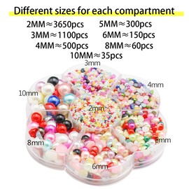 5800Pcs Half Pearls for Crafts, Flatback Pearls for Artwork Making, DIY Rhinestones Accessory Nail Art, Face Gems Jewels Flat Back Craft Pearls for Artist Creative - Colorful