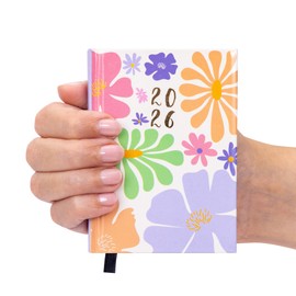 evelay 2026 Diary Week to View Pocket Size Full Year Personal Planner Hardback Organiser for Teacher Home School Office (Flower Power)