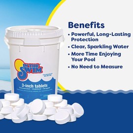 In The Swim 3 Inch Stabilized Chlorine Tablets for Sanitizing Swimming Pools - Individually Wrapped, Slow Dissolving - 90% Available Chlorine - Tri-Chlor - 5 Pounds