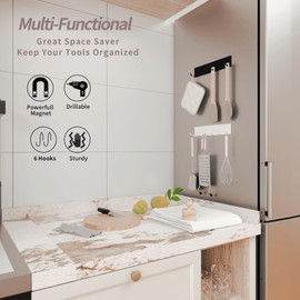 YJSMO Magnetic Key Rack No Drill Magnetic Key Holder for Metal Surfaces, Multi Purpose Organizer, More Ideal for Kitchens, Laundry Rooms, Offices Magnet Hooks (1, Black)