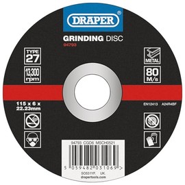 Draper 94793 DPC Metal Grinding Disc, 115 x 6 x 22.23mm