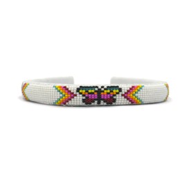 Native American style Southwestern Beaded Headband Beaded Barrette, Gift of her (White Butterfly, One size)