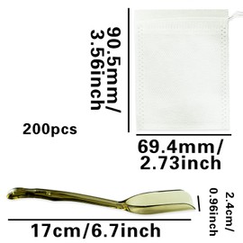 200 Pcs Disposable Tea Filter Bags, Drawstring Seal Filter Tea Bags Empty Tea Infusers Bags with Plastic Tea Shovel for Loose Tea and Coffee, White(7 x 9cm)