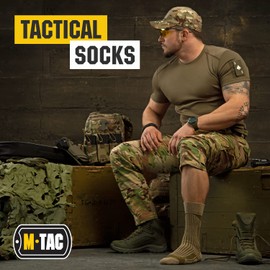 M-Tac Crew Tactical Socks 2 Pack - Military Mens Wick Dry Coolmax Nylon All Season Army Socks (OCP, L)