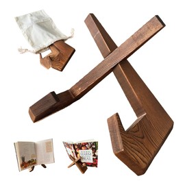 Cook Book Holder Kitchen Counter - Wooden Cookbook Stand Recipe Book Display on Table for Cooking Home Decor Frame Reading Gift