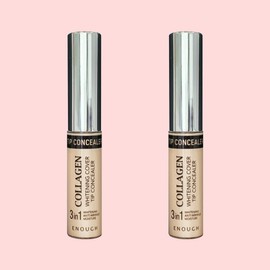 Enough Collagen Whitening Cover Tip Concealer 9g No. 1 Light Beige, 2 pcs. / 이너프 콜라겐 화이트닝 커버 팁 컨실러 9g 1호 라이트베이지, 2개