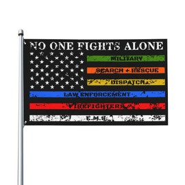 No One Fights Alone Multi Thin Line First Responder Flag 3x5 ft Banner Indoor Outdoor Perfect Decoration