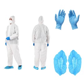 ZMDREAM Disposable Coveralls, Shoe Covers and Gloves 2 Sets for Painting Cleaning (2XL)