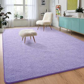 DweIke Super Soft Area Rugs for Bedroom Living Room, 6x9 ft Large Purple Rugs, Thickened Memory-Foam Indoor Carpets, Modern Minimalist Washable Rugs for Girls Boys Adults Kids Bedroom Home Decor