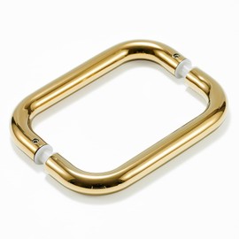 Ranbo C-Shaped 6" Tubular Back-to-Back Frameless Glass Shower Door Push Pull Handle, Fits 8-12mm(5/16"-1/2") Glass Doors,6" Mounting Hole Distance,for Shower Door,barn Door,Polished Chrome