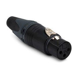 Neutrik NC3FXX-BAG 3-Pin XLRF Cable Connector, Black Metal Housing with Silver Contacts