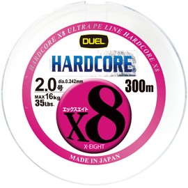 DUEL H3266N-5CBL PE Line HARDCORE X8 [Line Fishing Line, High Strength, High Sensitivity] No. 2.0 (300m) 5 Color/Yellow Marking