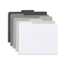 Blue Summit Supplies 100 Grayscale File Folders, Letter Size, 1/3 Cut Tab, Modern Gray, Black, and White Folder Assortment, Great for Organizing and Easy File Storage, 100 Per Box