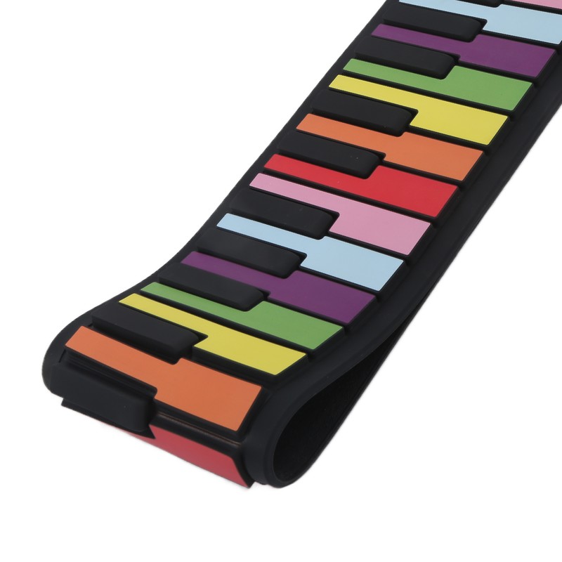 Roll Up Piano 49 Keys Kids Flexible Rainbow Keyboard Portable