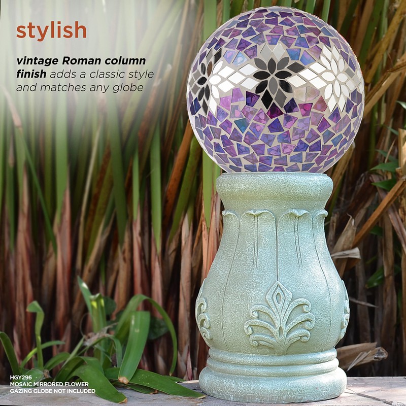 Alpine Corporation 12" Tall Indoor/Outdoor Roman Column Gazing Globe Display