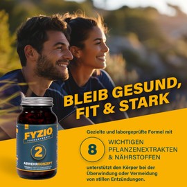 FYZIO Nr.2 ABWEHRKONZEPT mit Kurkuma, MSM, Ingwer, Piperin, Bromelain, Papain, Vitamin C und Weidenrindenextrakt | Kapseln | pflanzliche Inflammation Intensivkur ohne chemische Entzündungshemmer