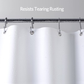 EHZNZIE Shower Curtain Liner Light Weight PEVA Stain Resistant, Waterproof, No Chemical Smell with 12 Rust Proof Metal Grommets for Bathroom Shower-72x72 Inches (White)