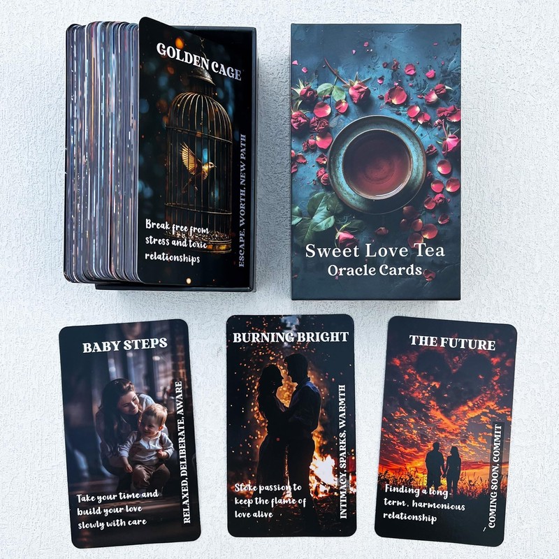Sweet Love Tea Oracle Cards, Twin Flames Soulmates Oracle Deck,