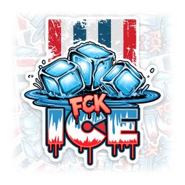 FCK ICE Sticker Patriotic Vintage USA Flag Funny Joke Prank Waterproof Vinyl Sticker for Water Bottle Tumbler Helmet Bumper Car Laptop