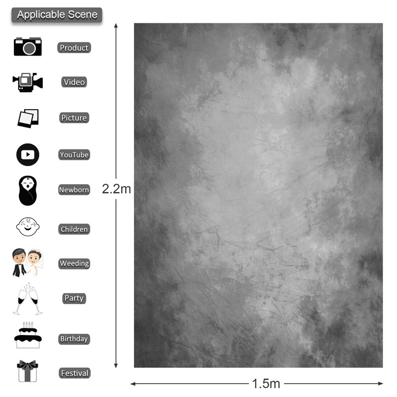 econious Photography Backdrop, 5X7ft Retro Grey Portrait Backdrop for Photography,