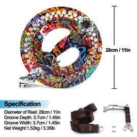 9KM DWLIFE 11in Kite Reel Winder with Shoulder Strap, Aluminum, Ratchet Lock Brake, Smooth Rotation Ball Bearing, Line-Guide, Large Single Line Kite Flying (11in Multi-Color)