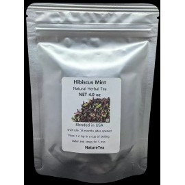 Nature Tea Hibiscus Mint Tea - Loose Leaf Herbal Tea Blend - By Nature Tea - Wild Crafted - 1oz.