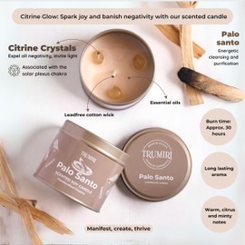 Palo Santo Candle for Home - Smudge Kit - Protection and Cleansing Negative Energy - 5 oz Soy Wax Organic Non Toxic - Velas Aromáticas Para el Hogar - Aromatherapy Relaxation and Meditation