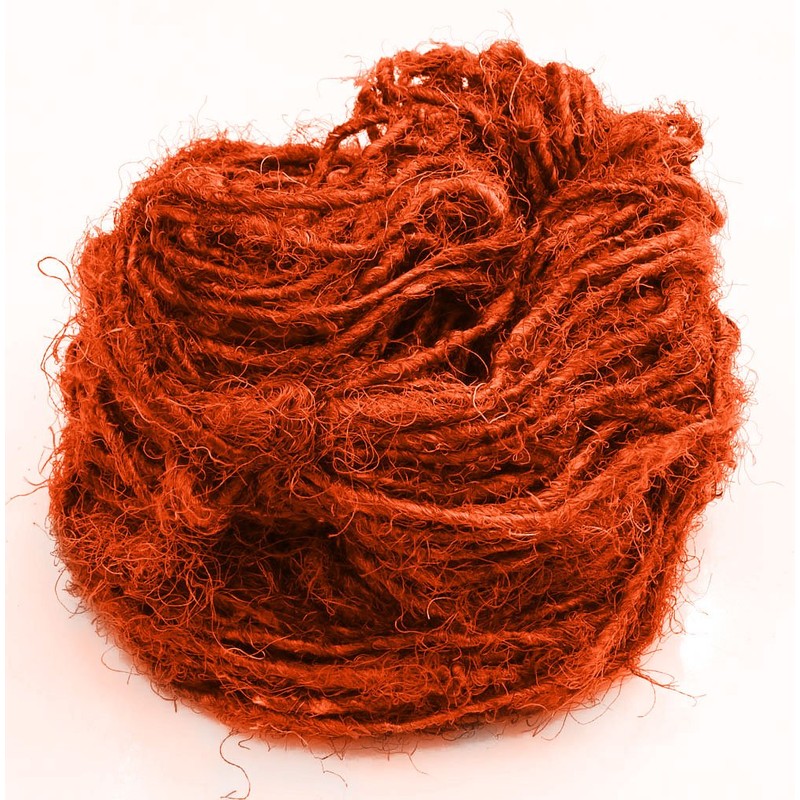 (Orange) - 100g Recycled Sari Silk Yarn Hand-spun Orange Soft