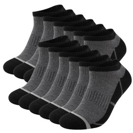 COOVAN 12 Pack Mens Ankle Socks Cushioned Running Sport Socks Breathable Anti-Blister Low Cut Athletic Socks