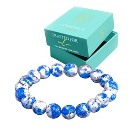 Conscious Items Rare K2 Bracelet of Spiritual Adventure, Granite & Blue Azurite Bracelet for Awakening, Grounding Energy, & Inner Balance, Spiritual Bracelets for Women & Men