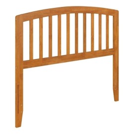 Pemberly Row Full Wood Headboard with Attachable Charger in Light Toffee