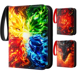 Card Binder 4 Pocket, Holds 400 Cards with 50 Removable Sleeves