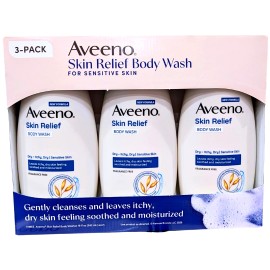 Aveeno Skin Relief Body Wash for Sensitive Skin 3 Ct x 18 Fl Oz