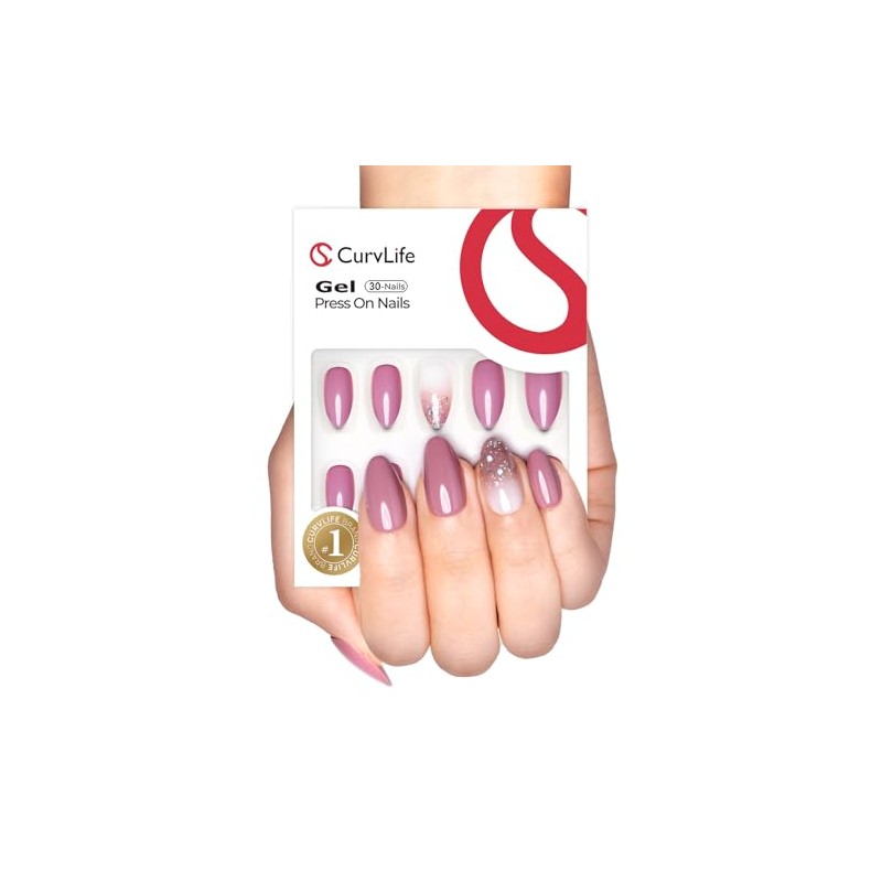 Curvlife Press on Nail, 32Pcs 16 Sizes Acrylic Nail Tips,
