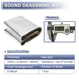 X AUTOHAUX 394mil 10mm 5.38sqft Car Sound Deadening Mat Aluminum Foil Closed Cell Foam Heat Shield Material for Hood Fender and Boat Engine Cover 39.37"x19.69"