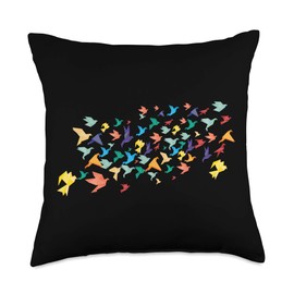 Origami Paper Crane Lucky Wish Birds Japanese Culture Lover Throw Pillow