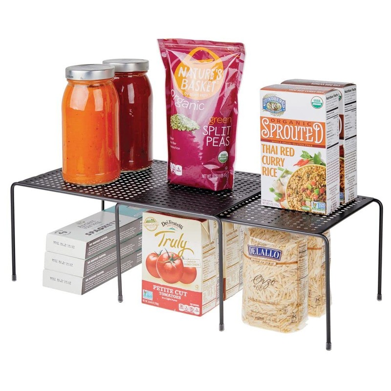 mDesign Shelf Insert for Kitchen Cupboard - Practical Metal Crockery