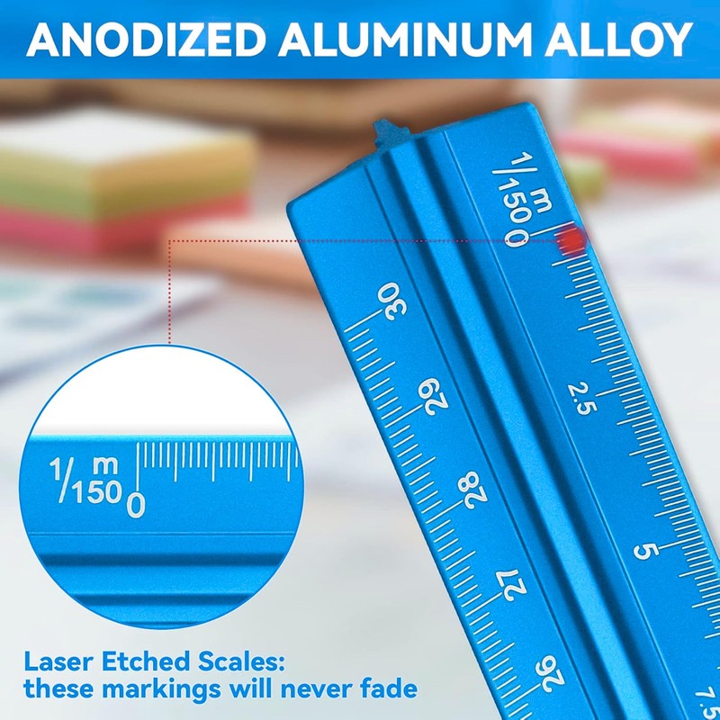 Professional Triangular Ruler, 30 cm, Made of Metal Ruler, 30