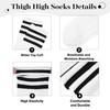Zando 6 Pairs Striped Thigh High Socks for Women Striped