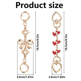 Gosknor Pack of 2 Bag Extension Chain, Bows Heart Pattern Bag Extension Metal Replacement Purse Extension Decorations for Purses Bags Purses Handbags