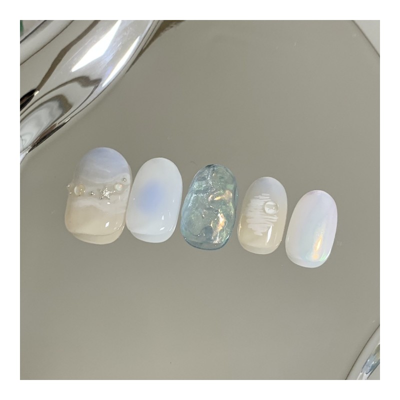 [Handmade Nail Tips] Sea of ​​Dreams Nail Tips - Short