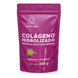 Colágeno Hidrolizado con Biotina y Ácido Hialurónico de Raíces Zen, en Polvo de 300 g